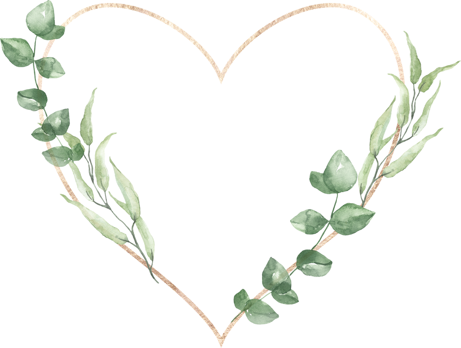 Heart-shaped greenery wreath, watercolor illustration